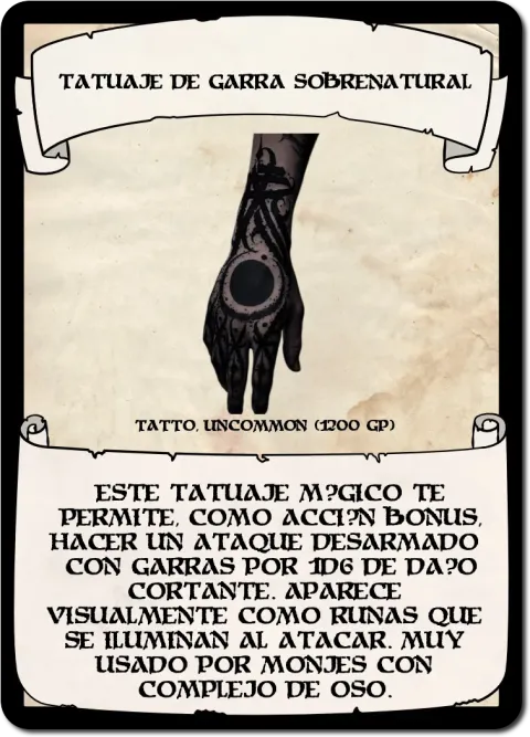 Tatuaje de Garra Sobrenatural